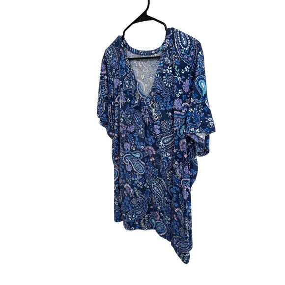 Woman Within Womens Plus Size Paisley Print Short Sleeve V Neck Tunic Top Sz 3X - Picture 3 of 10